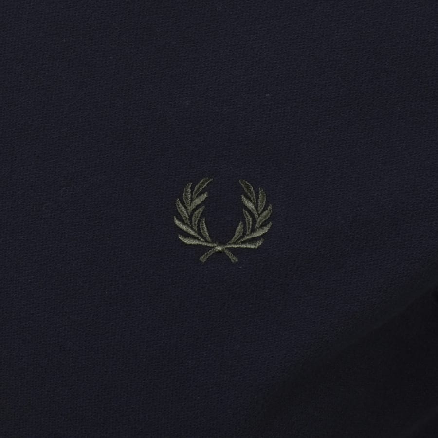 Image number 3 for Fred Perry Zip Neck Crepe Polo T Shirt Navy
