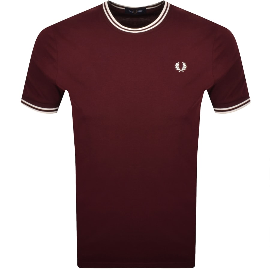 Image number 1 for Fred Perry Twin Tipped T Shirt Burgundy