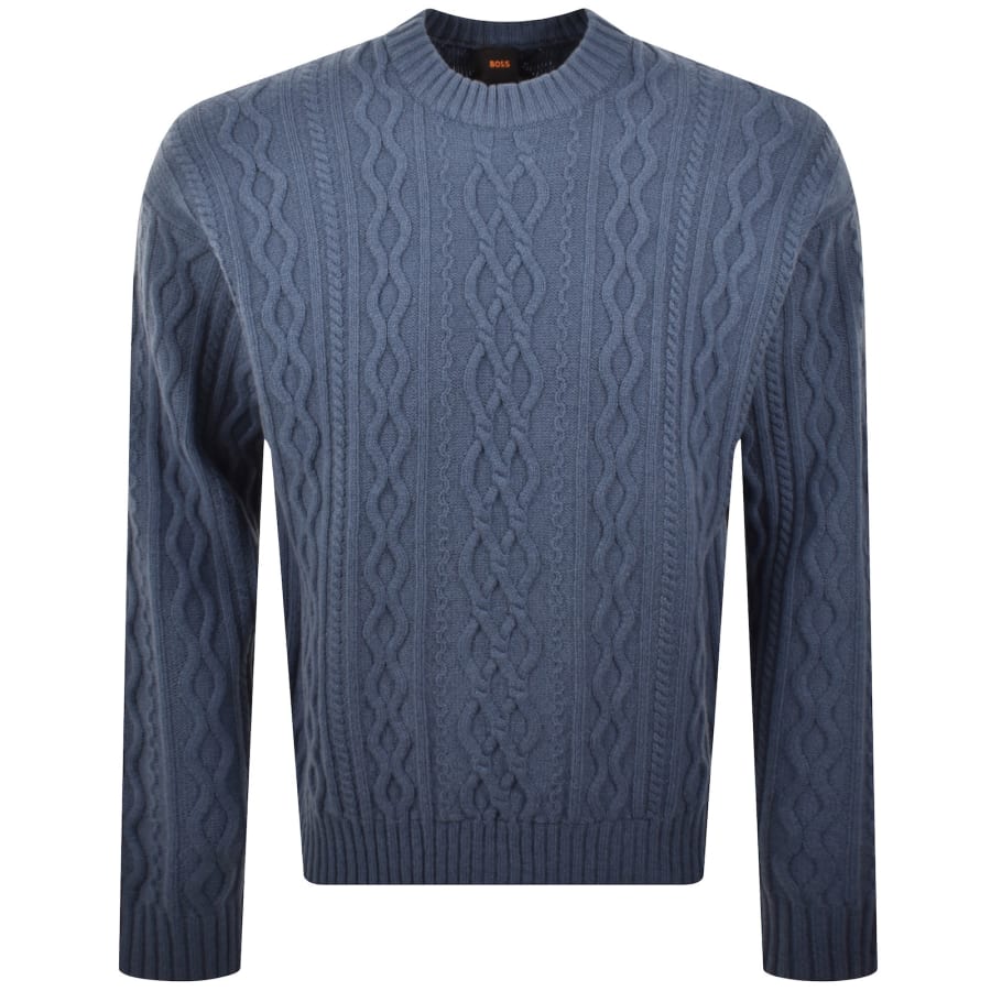 Image number 1 for BOSS Kableto Knit Jumper Blue