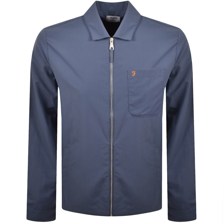 Image number 1 for Farah Fintoni Long Sleeve Overshirt Blue