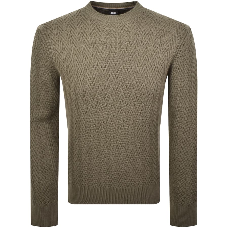 Image number 1 for BOSS Hitalo Wool Knit Jumper Brown