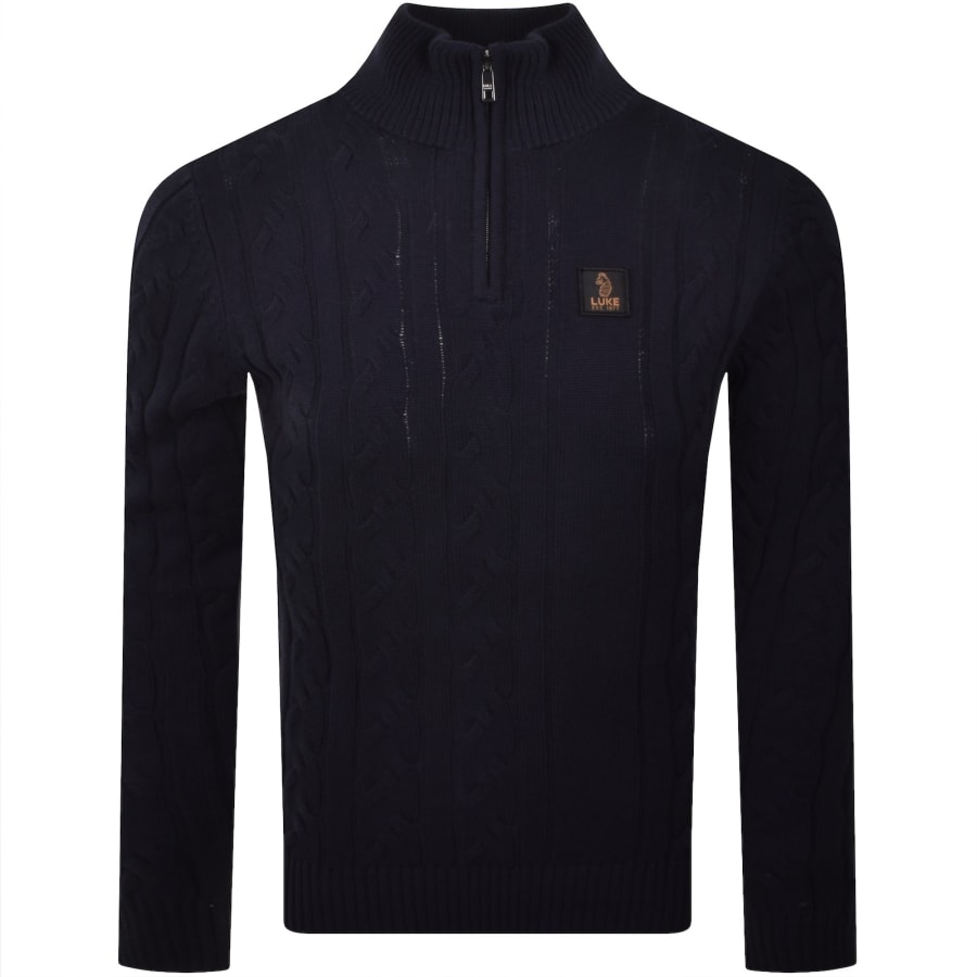Image number 1 for Luke 1977 Merton Funnel Knit Jumper Navy