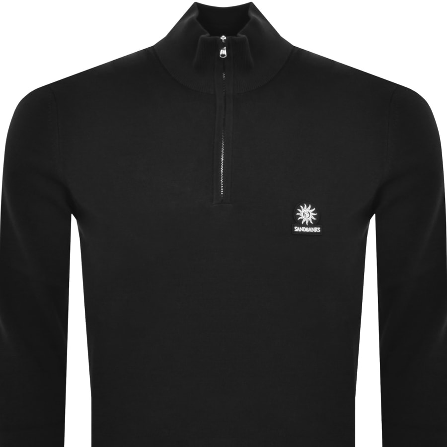 Image number 2 for Sandbanks Fine Gauge Quarter Zip Jumper Black