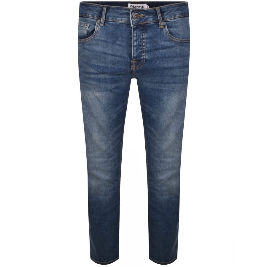 Image number 2 for Money Ape Embossed Mid Wash Jeans Blue