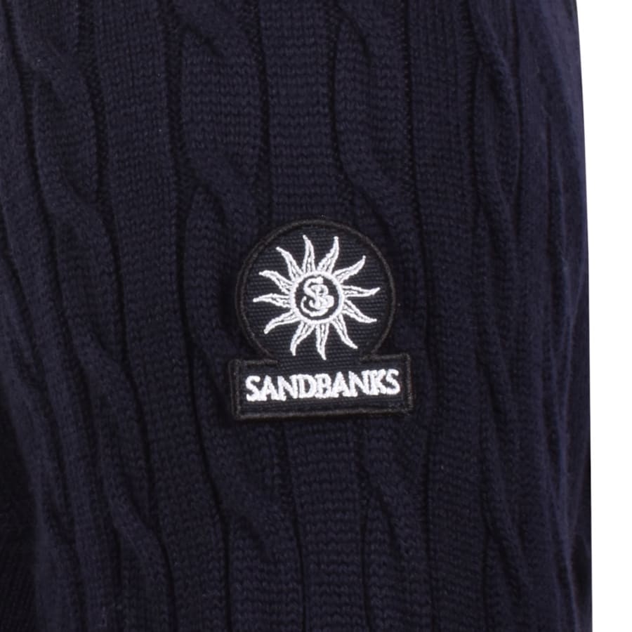 Image number 4 for Sandbanks Cable Knit Jumper Navy