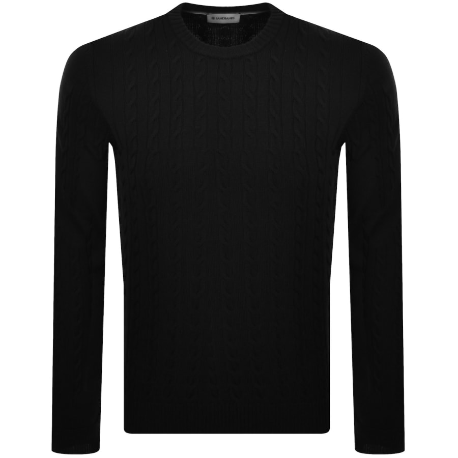 Image number 2 for Sandbanks Cable Knit Jumper Black