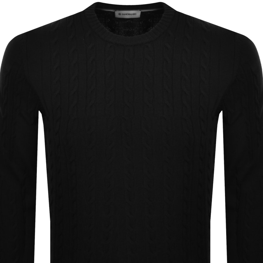 Image number 3 for Sandbanks Cable Knit Jumper Black