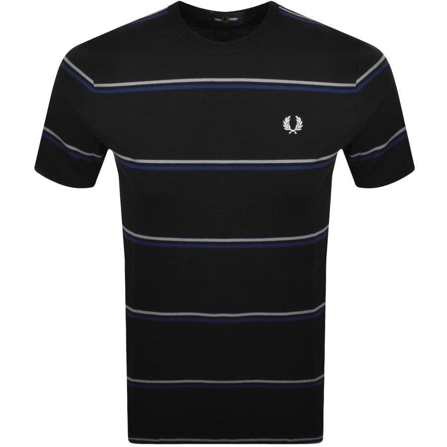 Image number 1 for Fred Perry Fine Stripe T Shirt Black