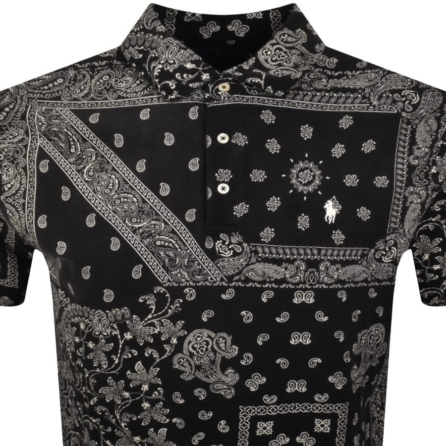 Image number 2 for Ralph Lauren Bandana Print Polo T Shirt Black