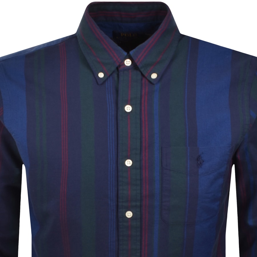 Image number 2 for Ralph Lauren Stripe Long Sleeve Shirt Blue