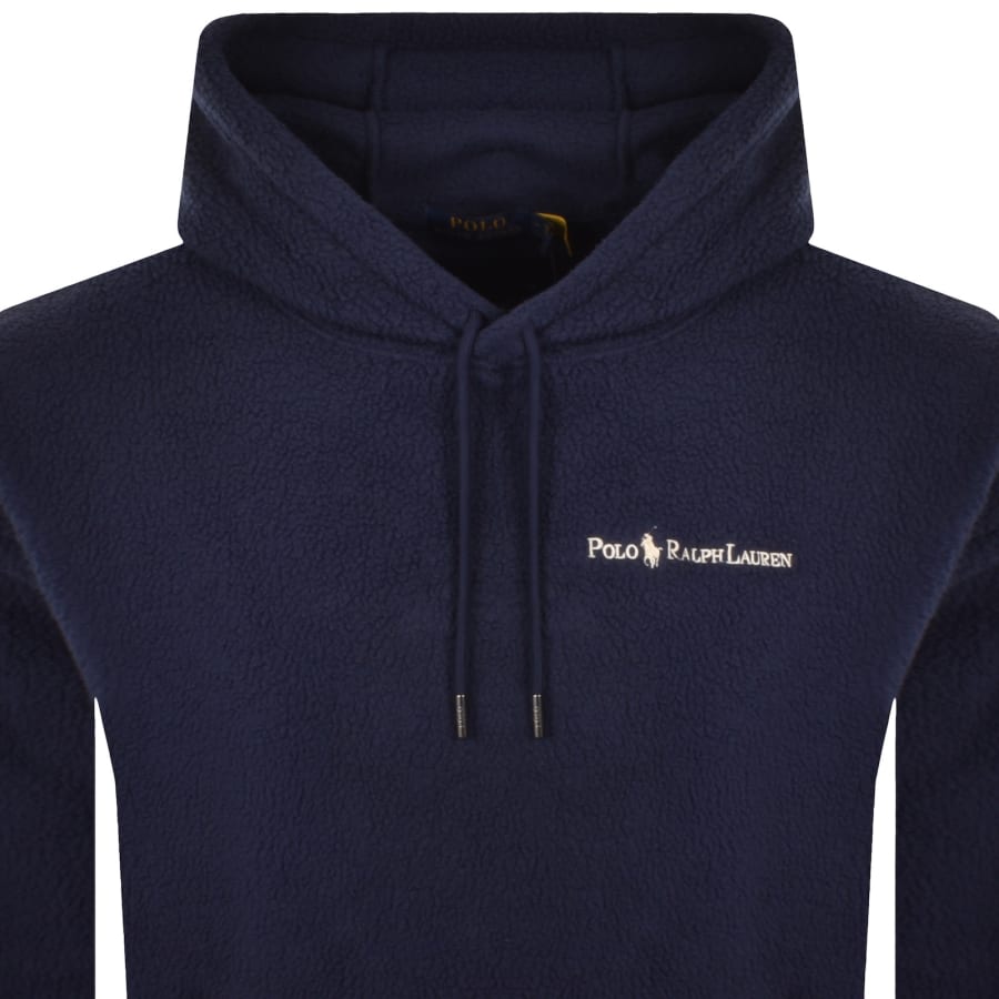 Image number 2 for Ralph Lauren Borg Fleece Hoodie Navy