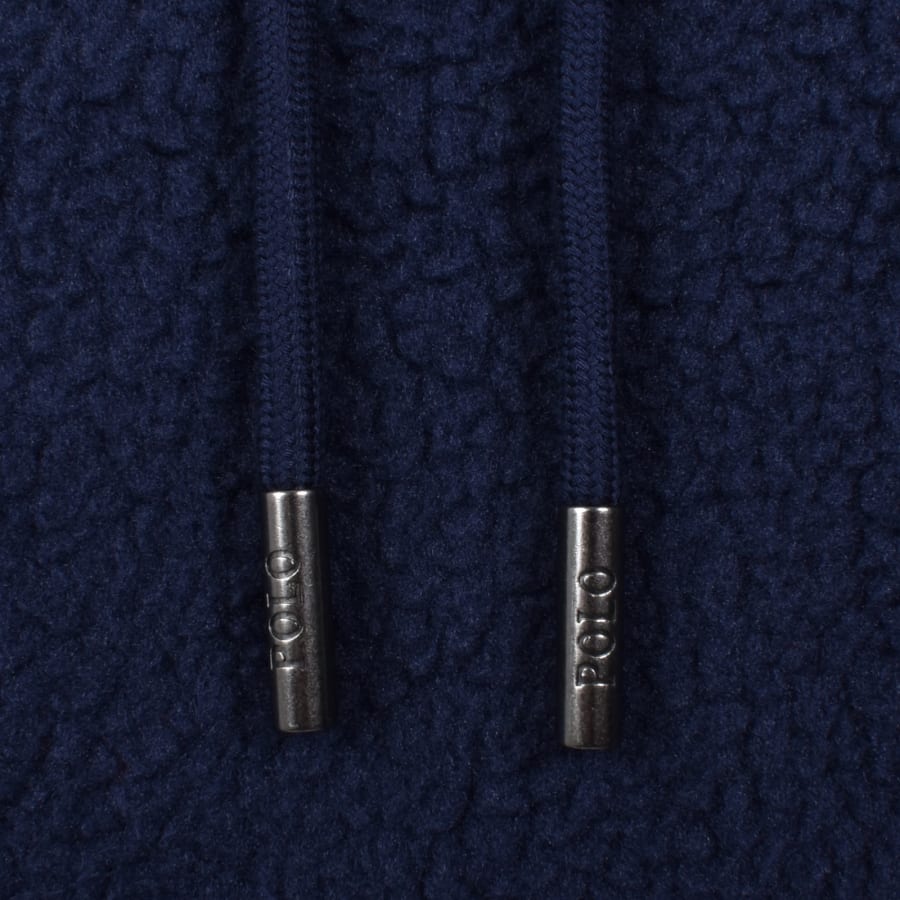Image number 4 for Ralph Lauren Borg Fleece Hoodie Navy