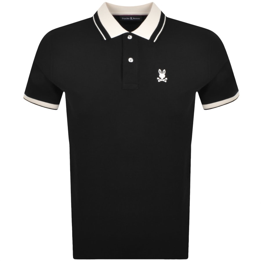 Image number 1 for Psycho Bunny Textured Collar Polo T Shirt Black