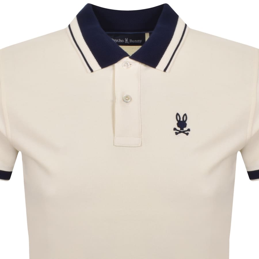 Image number 2 for Psycho Bunny Textured Collar Polo T Shirt Cream