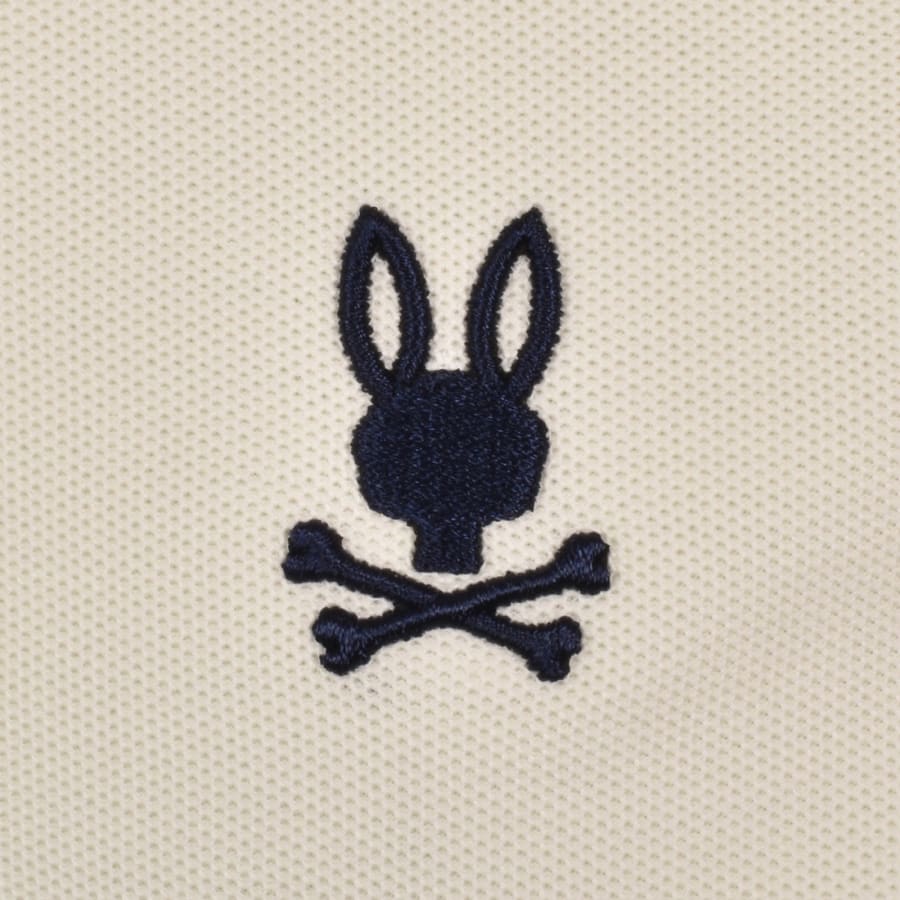 Image number 3 for Psycho Bunny Textured Collar Polo T Shirt Cream