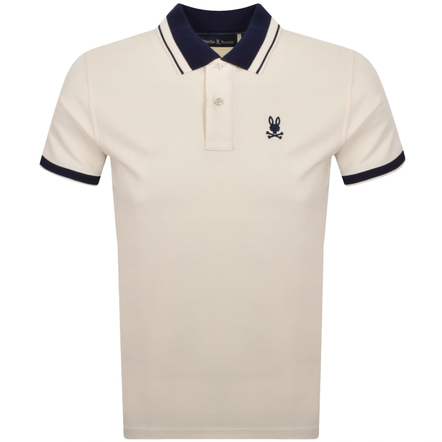 Image number 1 for Psycho Bunny Textured Collar Polo T Shirt Cream
