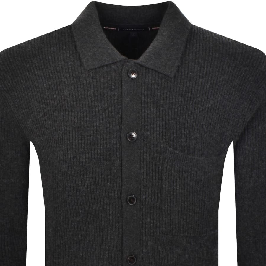 Image number 2 for Tommy Hilfiger Fisherman Knit Cardigan Grey
