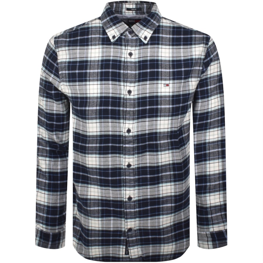 Image number 1 for Tommy Jeans Flannel Check Shirt Navy