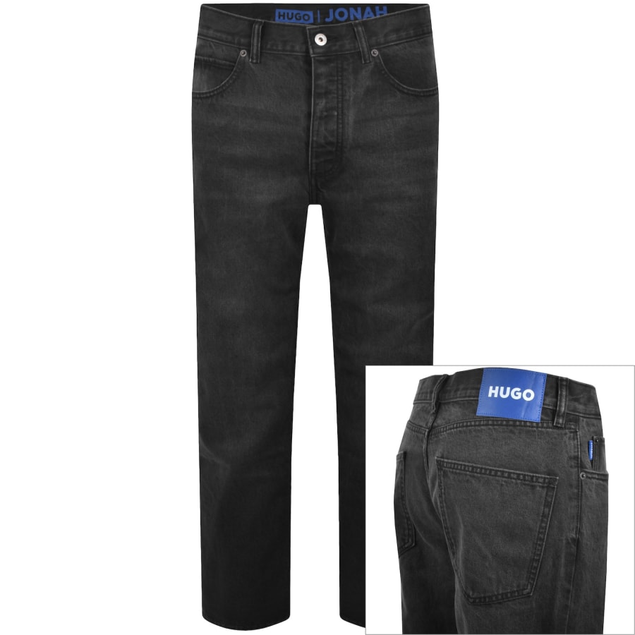 Image number 1 for HUGO Blue Straight Fit Jonah Dark Grey Jeans