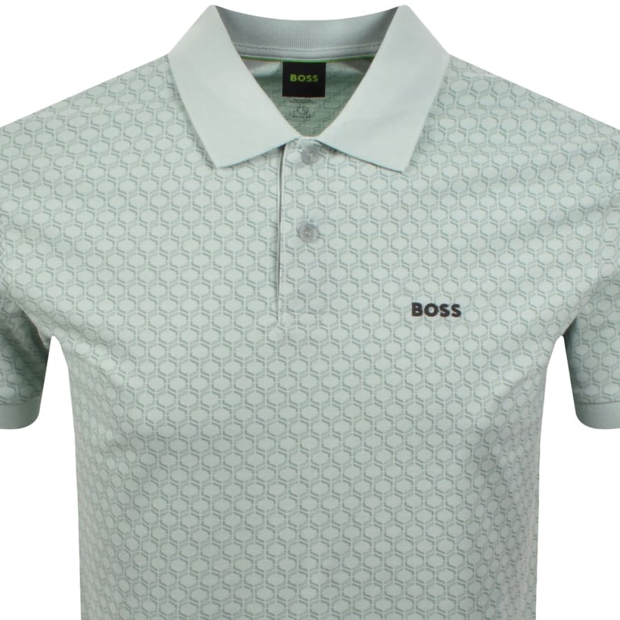 Image number 2 for BOSS Pattern Polo T Shirt Aqua Blue