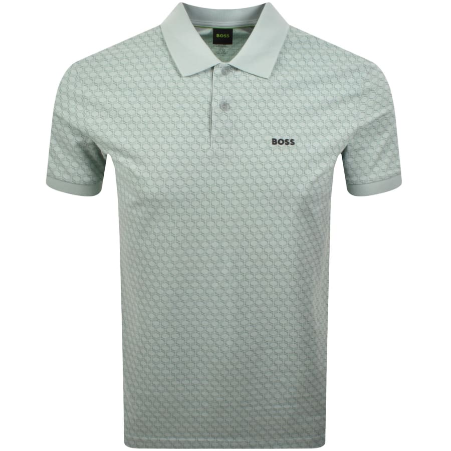 Image number 1 for BOSS Pattern Polo T Shirt Aqua Blue