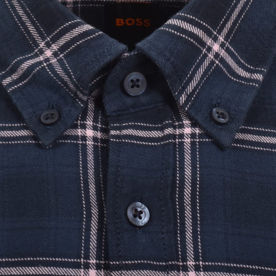 Image number 4 for BOSS Rickert Check Shirt Navy