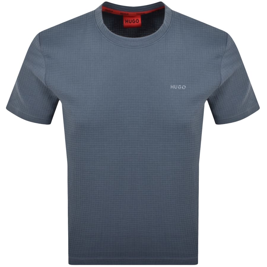 Image number 1 for HUGO Austin Waffle T Shirt Blue