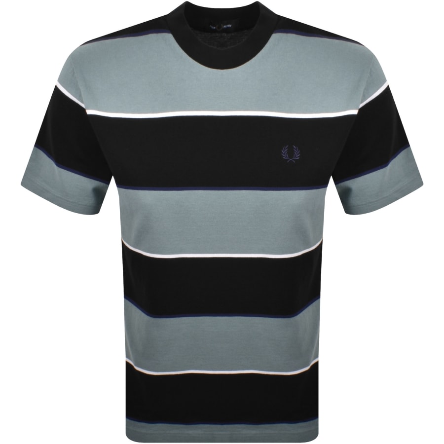 Image number 1 for Fred Perry Striped Relaxed Fit T Shirt Blue