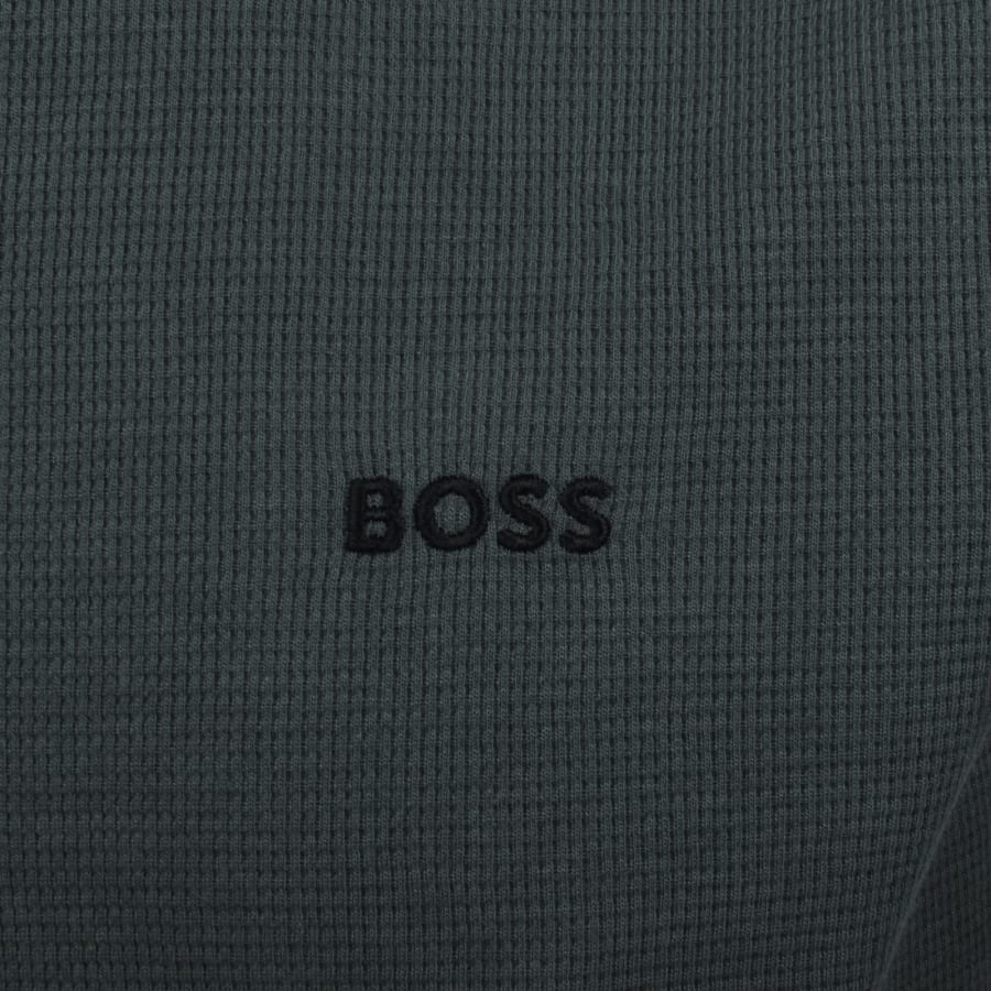 Image number 3 for BOSS Waffle Hooded T Shirt Open Green