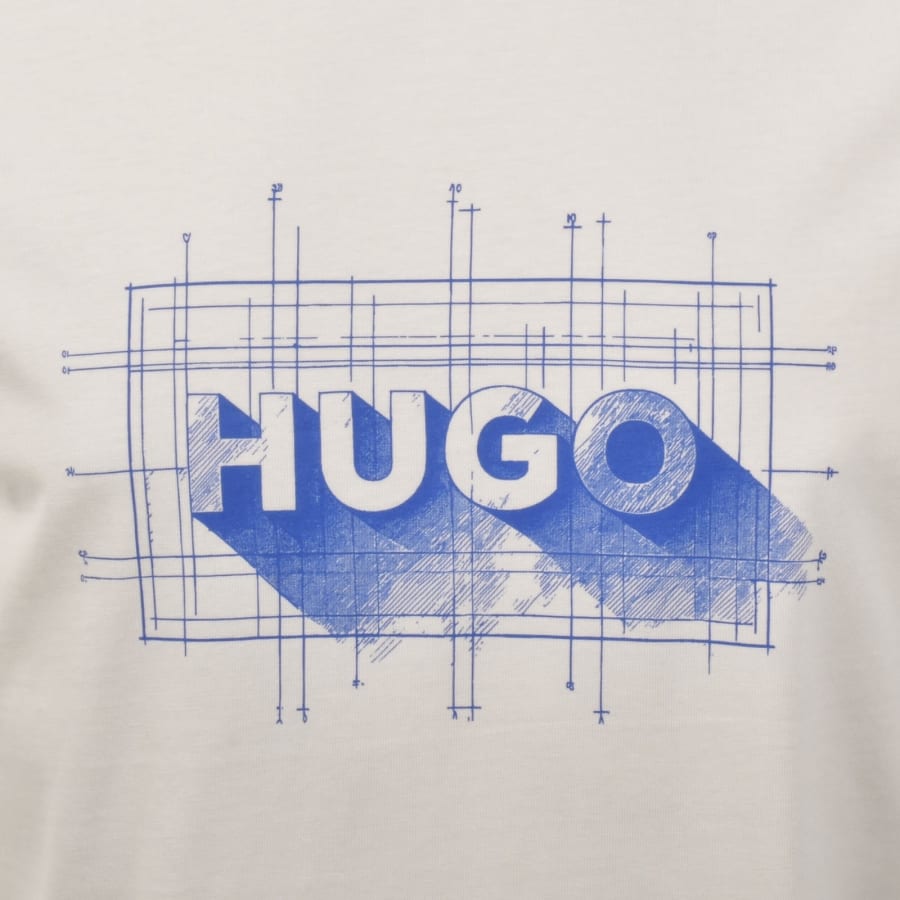 Image number 3 for HUGO Blue Nothal Crew Neck T Shirt Cream