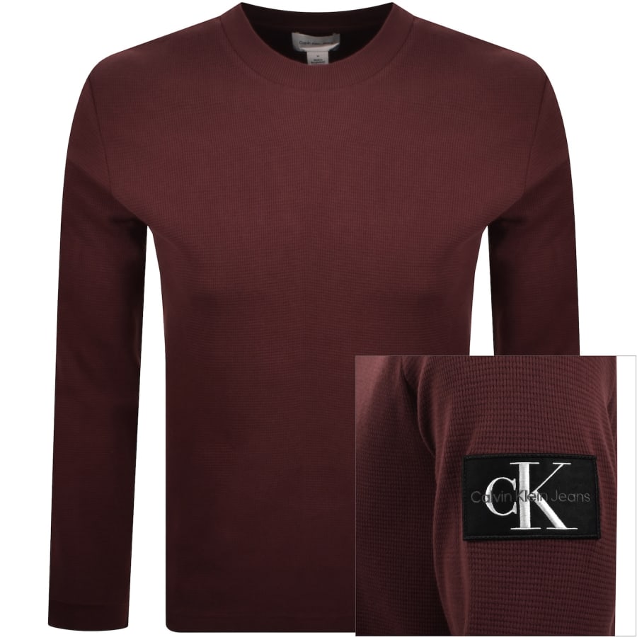 Image number 1 for Calvin Klein Jeans Waffle T Shirt Brown