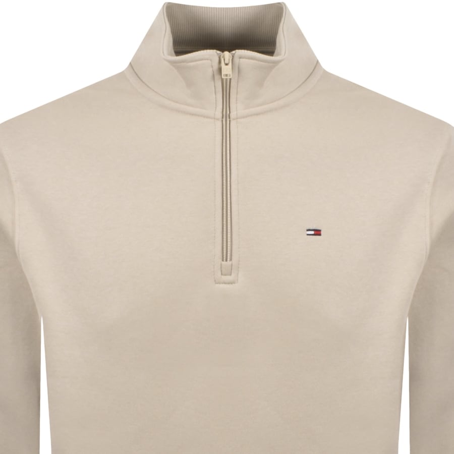 Image number 2 for Tommy Jeans Quarter Zip Sweatshirt Beige