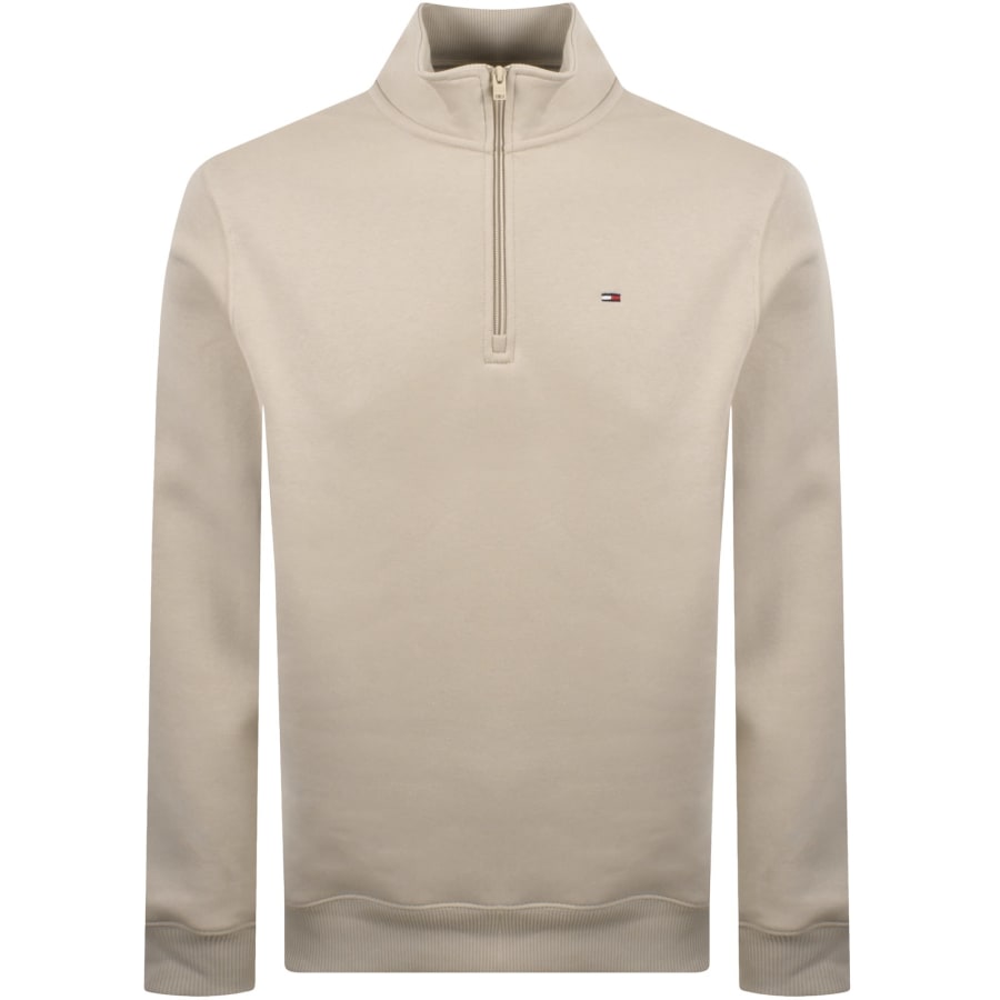 Image number 1 for Tommy Jeans Quarter Zip Sweatshirt Beige