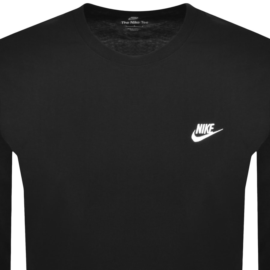 Image number 2 for Nike Long Sleeve Crew Neck Club T Shirt Black