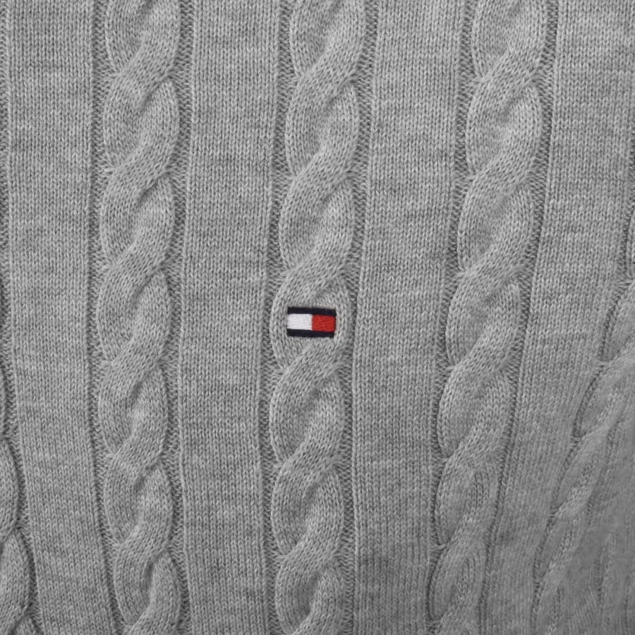 Image number 3 for Tommy Hilfiger Cable Knit Polo Grey