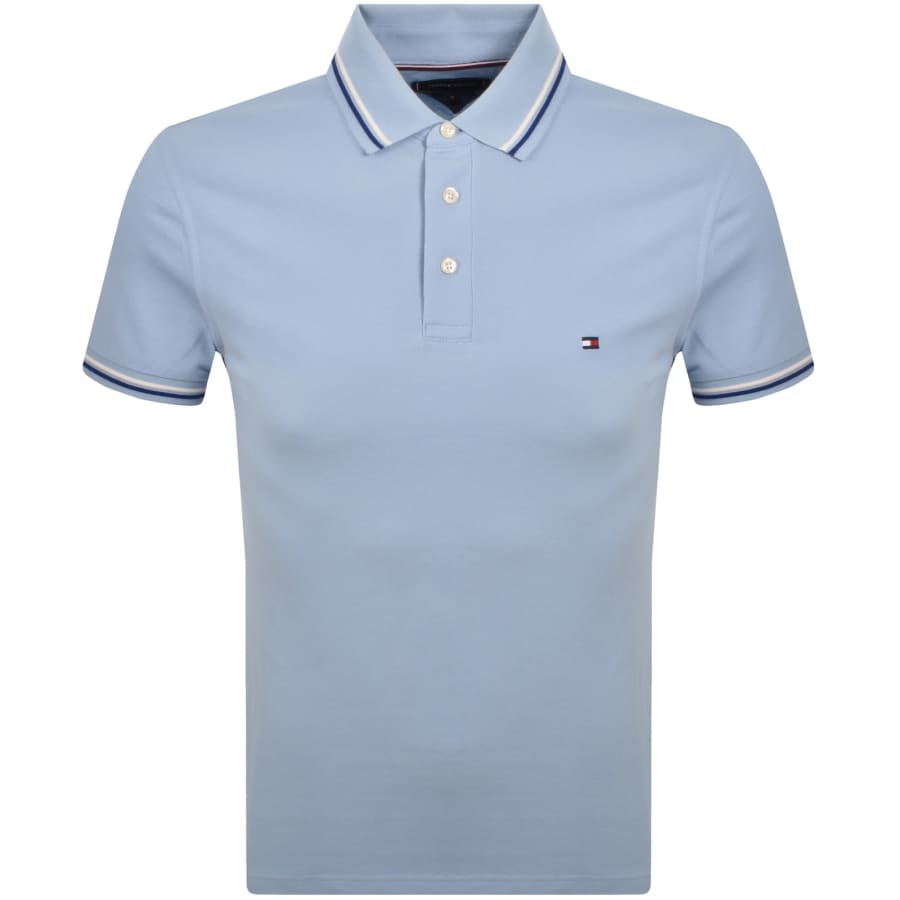 Image number 1 for Tommy Hilfiger Tipped Polo T Shirt Blue