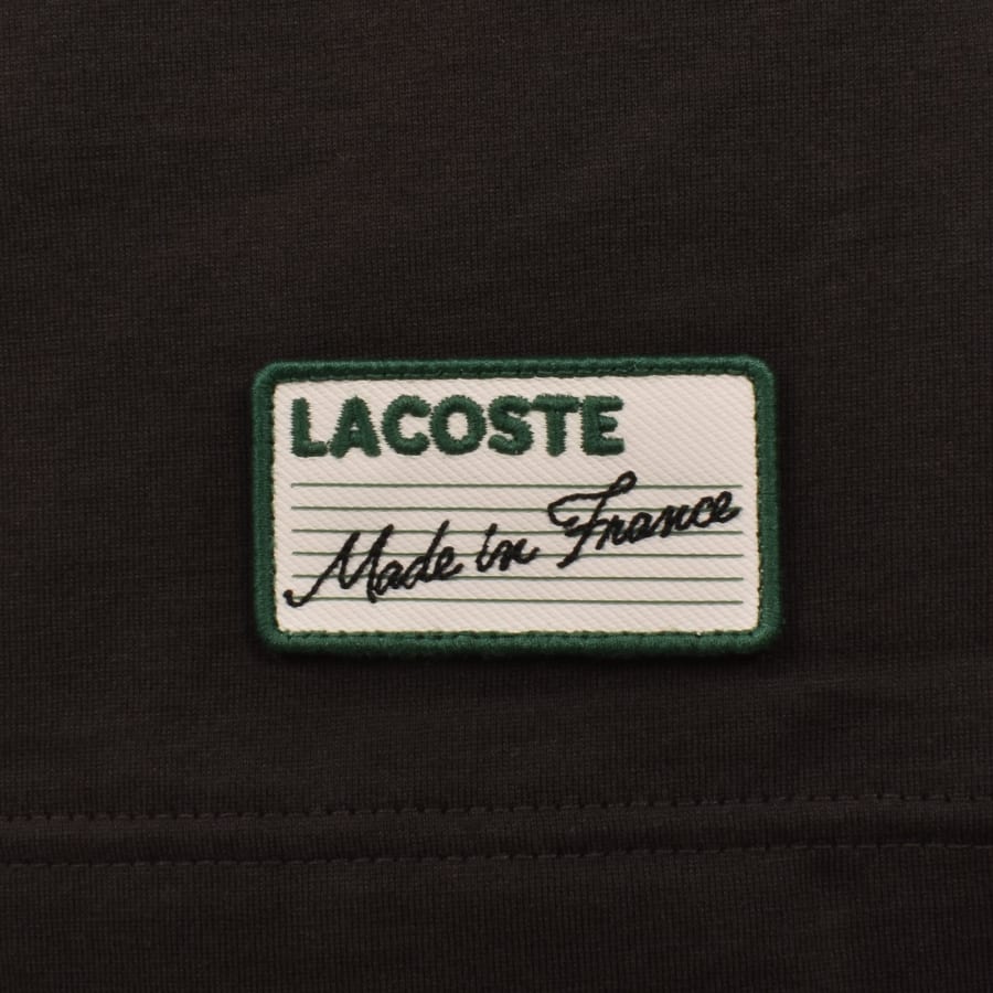 Image number 4 for Lacoste Tipped Crew Neck Logo T Shirt Brown