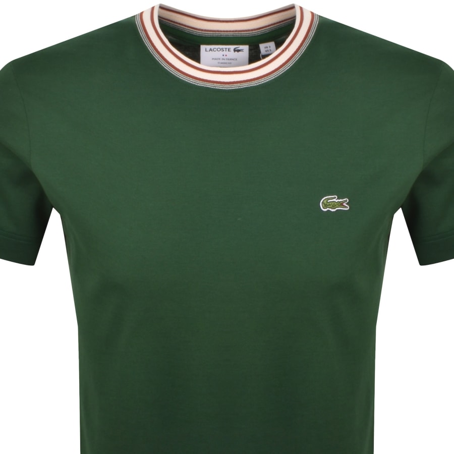 Image number 2 for Lacoste Tipped Crew Neck Logo T Shirt Green