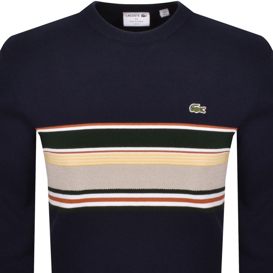 Image number 2 for Lacoste Colour Block Knit Jumper Navy