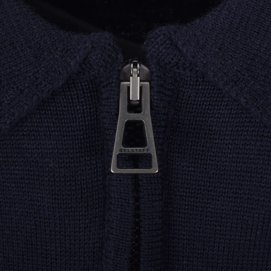 Image number 3 for Belstaff Kyle Knitted Polo Shirt Navy