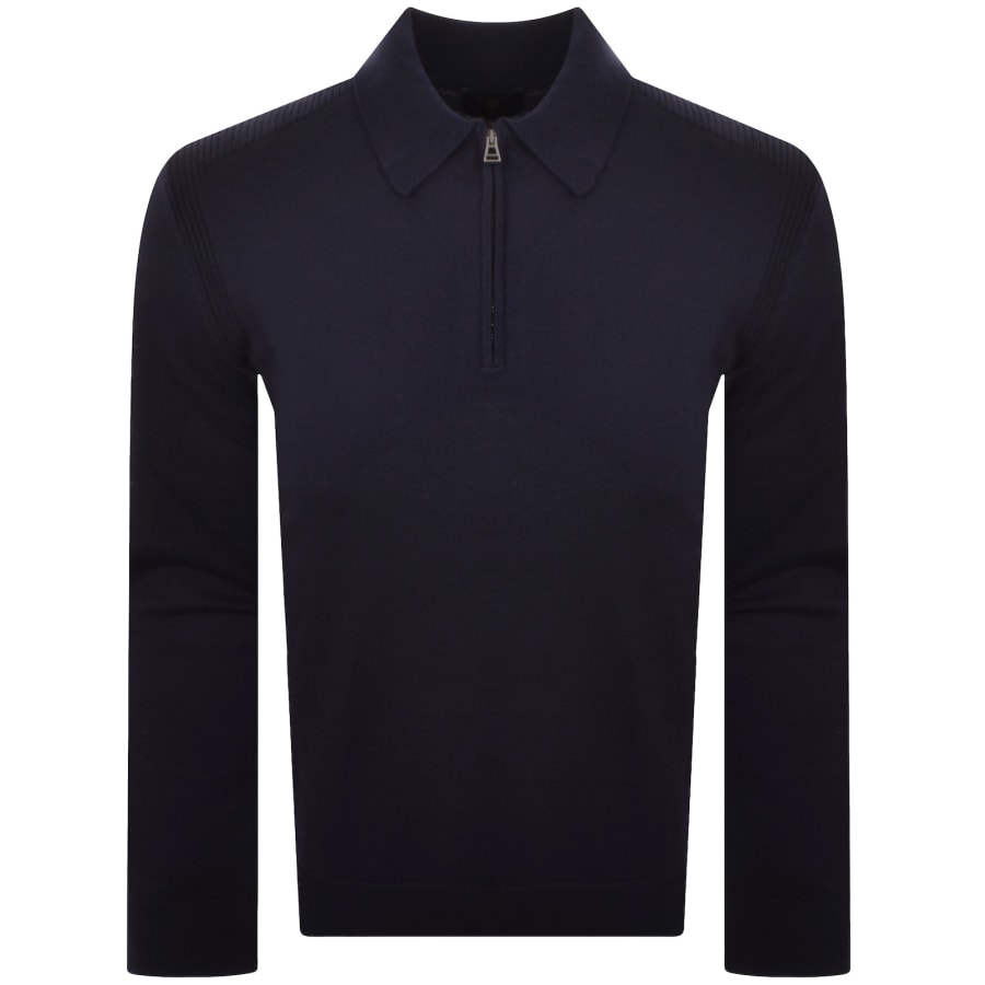 Image number 1 for Belstaff Kyle Knitted Polo Shirt Navy