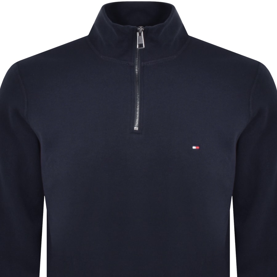 Image number 2 for Tommy Hilfiger Quarter Zip Fleece Sweatshirt Navy