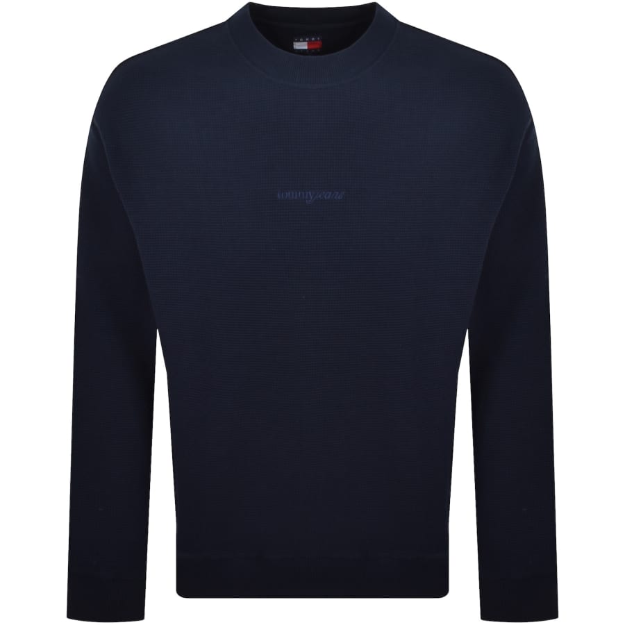 Image number 1 for Tommy Jeans Waffle Sweatshirt Navy