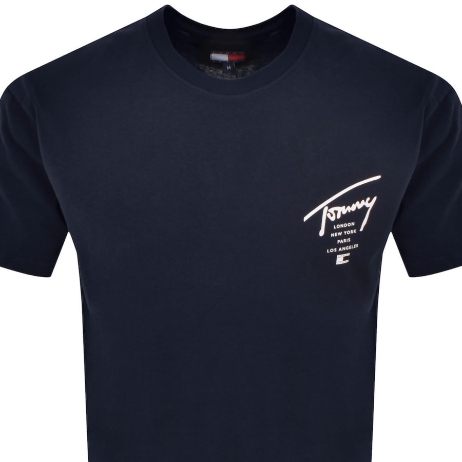 Image number 3 for Tommy Jeans Sign City T Shirt Navy