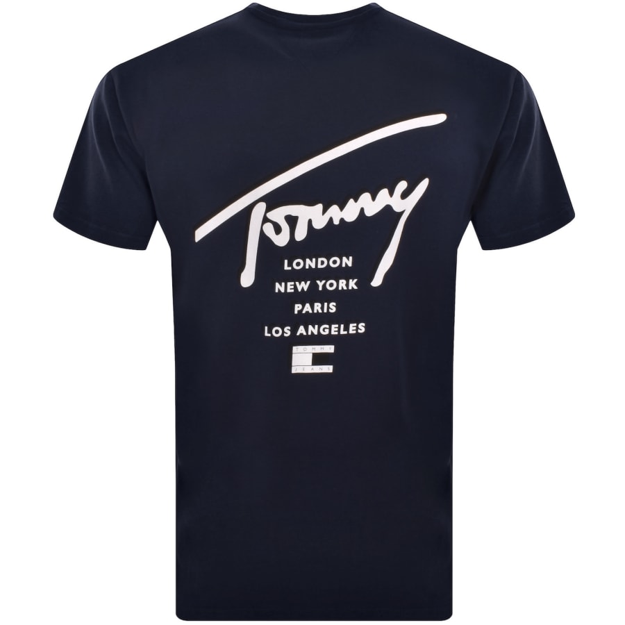 Image number 5 for Tommy Jeans Sign City T Shirt Navy