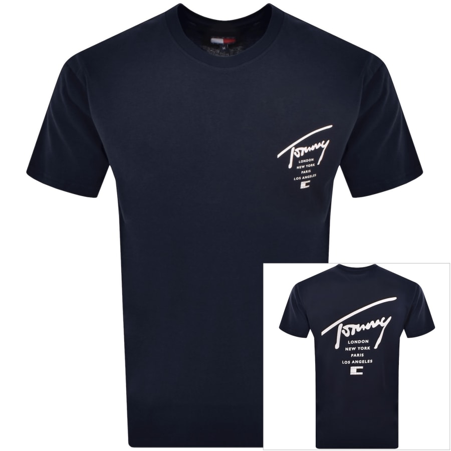 Image number 1 for Tommy Jeans Sign City T Shirt Navy