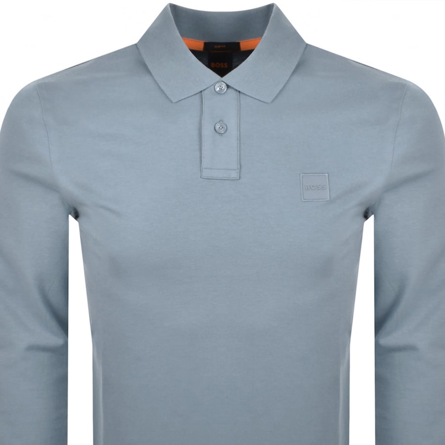 Image number 2 for BOSS Long Sleeve Passerby Polo T Shirt Blue