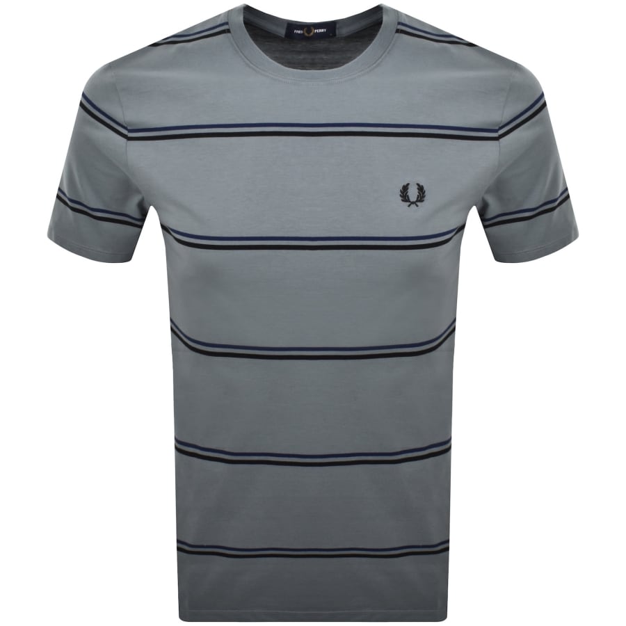 Image number 1 for Fred Perry Fine Stripe T Shirt Blue