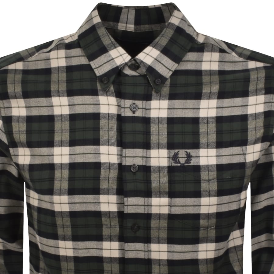 Image number 2 for Fred Perry Tartan Twill Shirt Green