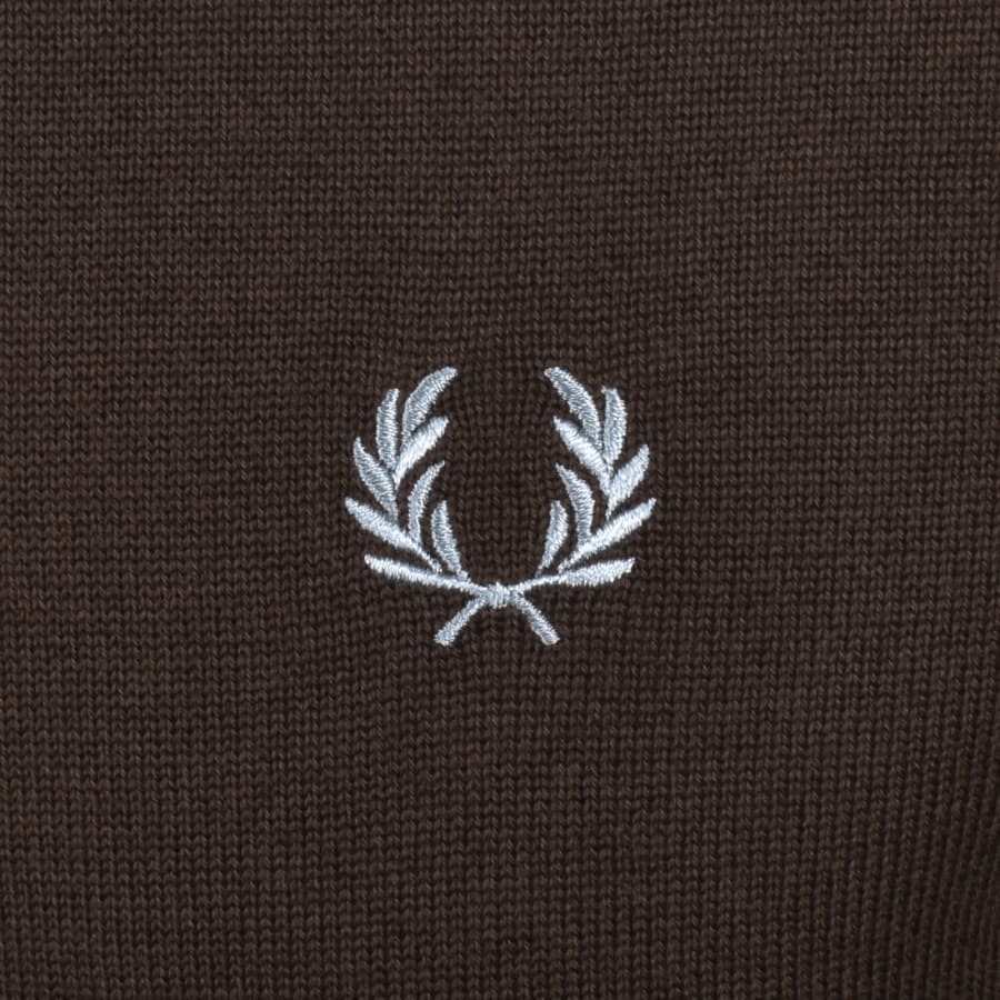 Image number 3 for Fred Perry Classic Crew Neck Knit Jumper Brown